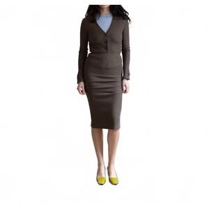 NEW PARI DESAI cassatt ribbed knit cardigan in brune